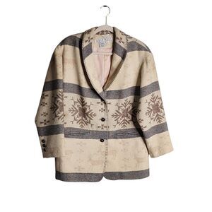 East West vintage wool blend jacket Moose Snowflake Southwest chore Cowgirl S